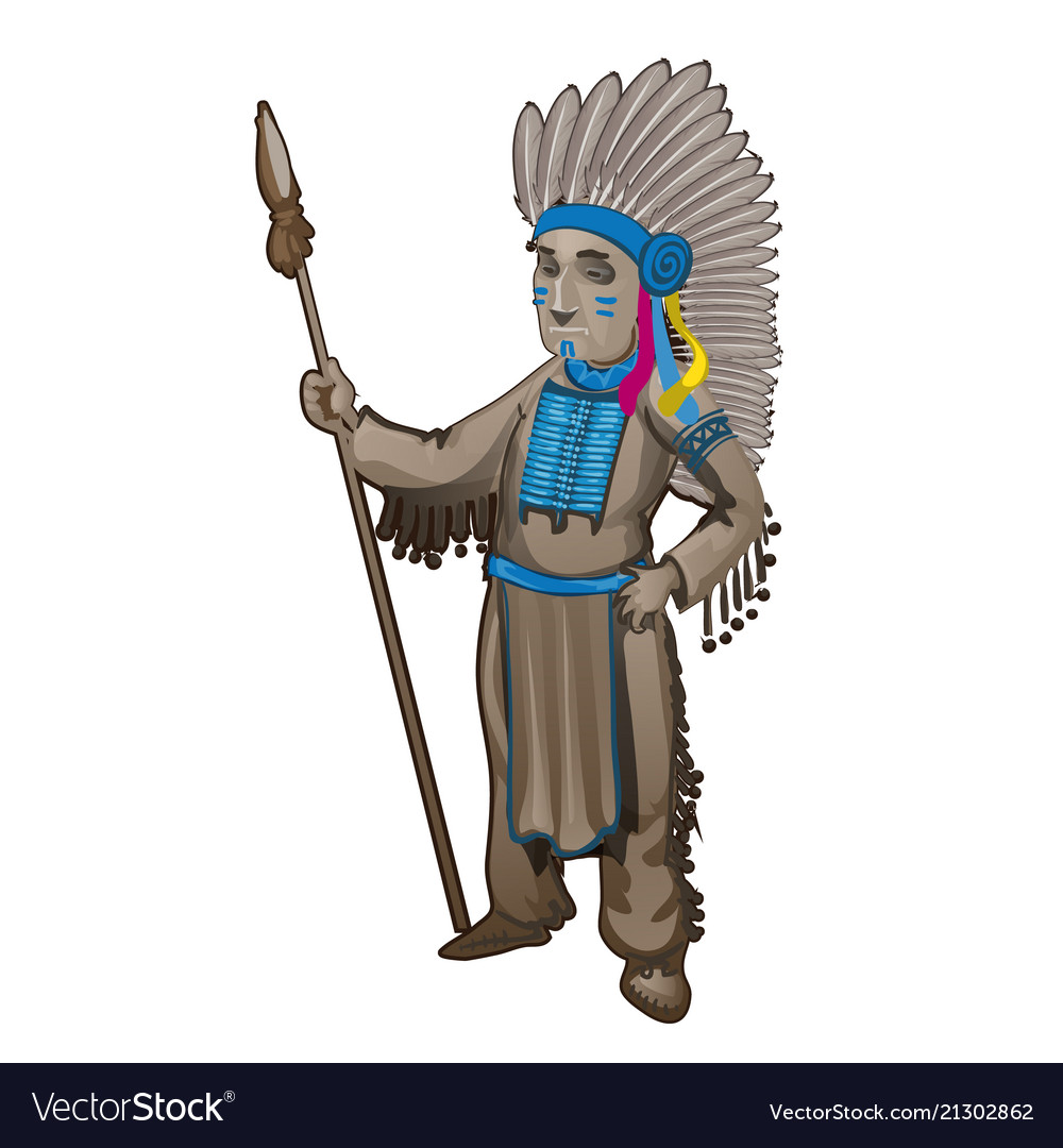 Statuette leader a tribe indians Royalty Free Vector Image