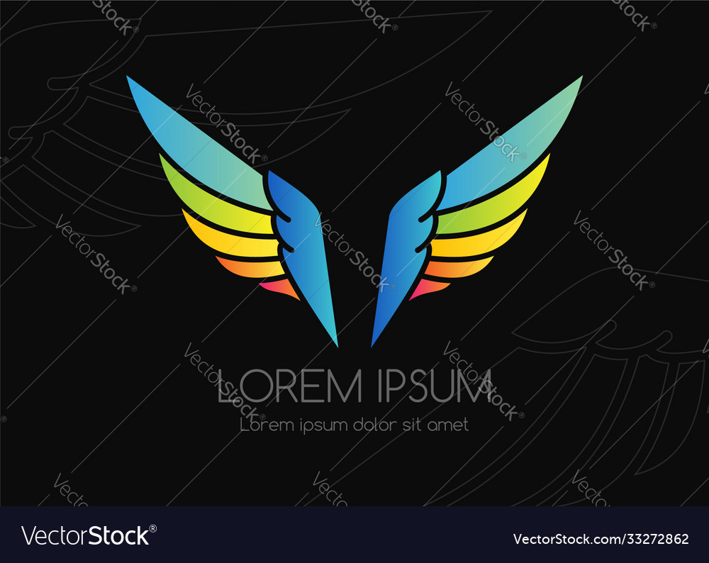 Wing logo colorful emblem in simple style