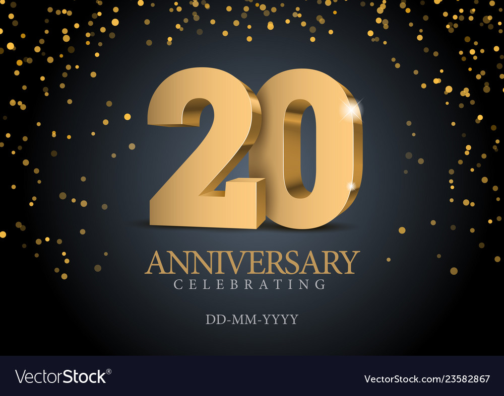 Anniversary 20 gold 3d numbers Royalty Free Vector Image