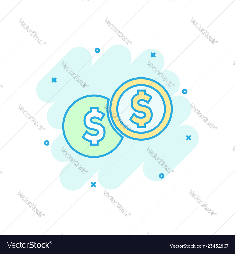 Coins stack icon in comic style dollar coin