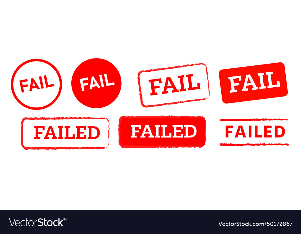 Fail failed text red rubber stamp label sticker Vector Image