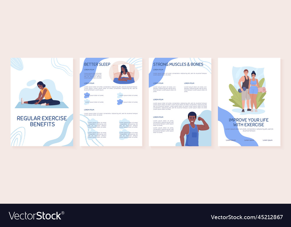 Regular exercise benefits flat brochure template Vector Image