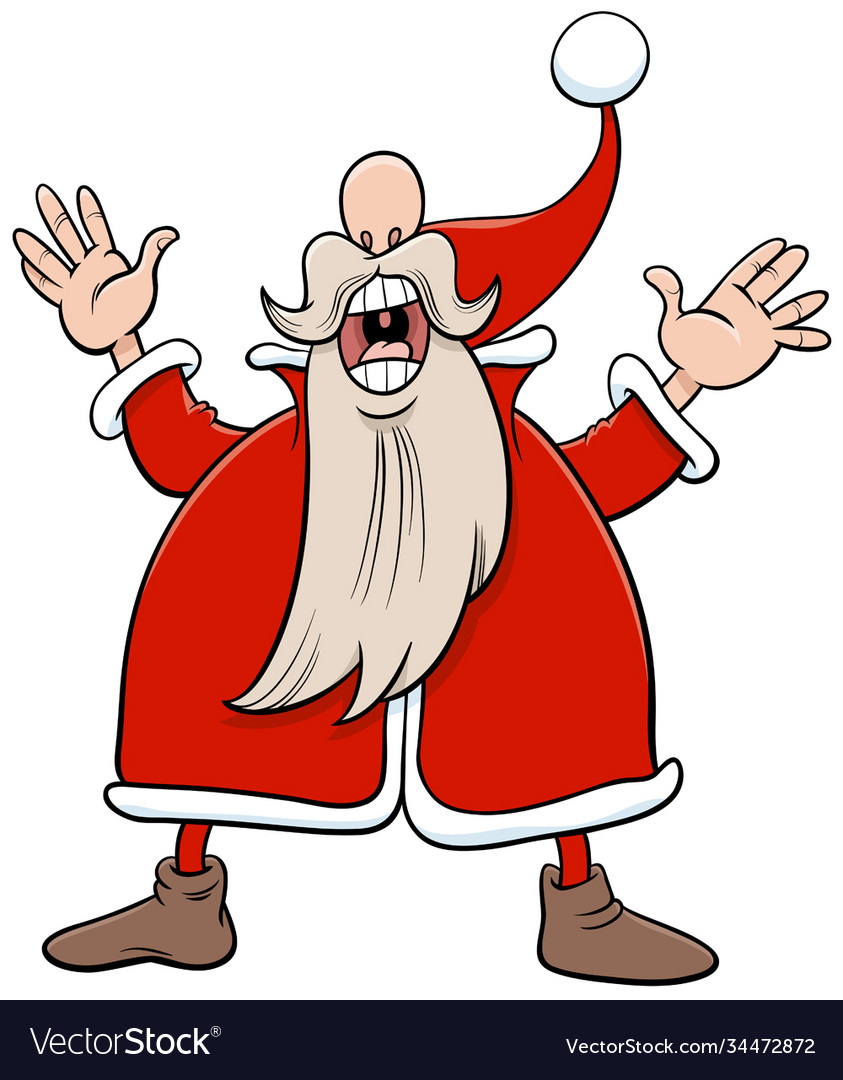 Cartoon santa claus christmas character singing