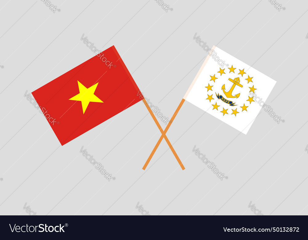 Crossed flags of vietnam and the state rhode