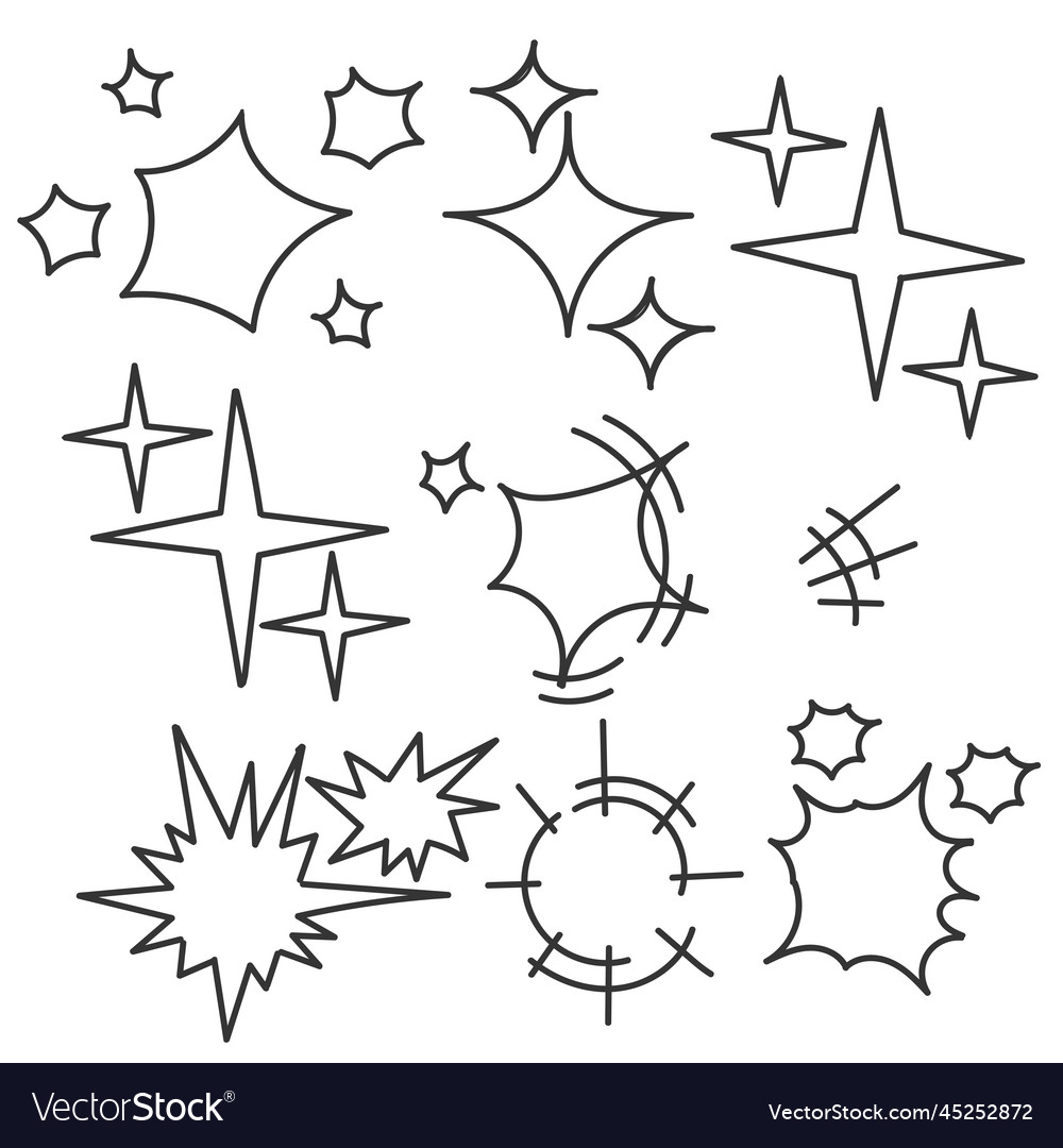 Hand drawn doodle twinkling stars sparkles Vector Image