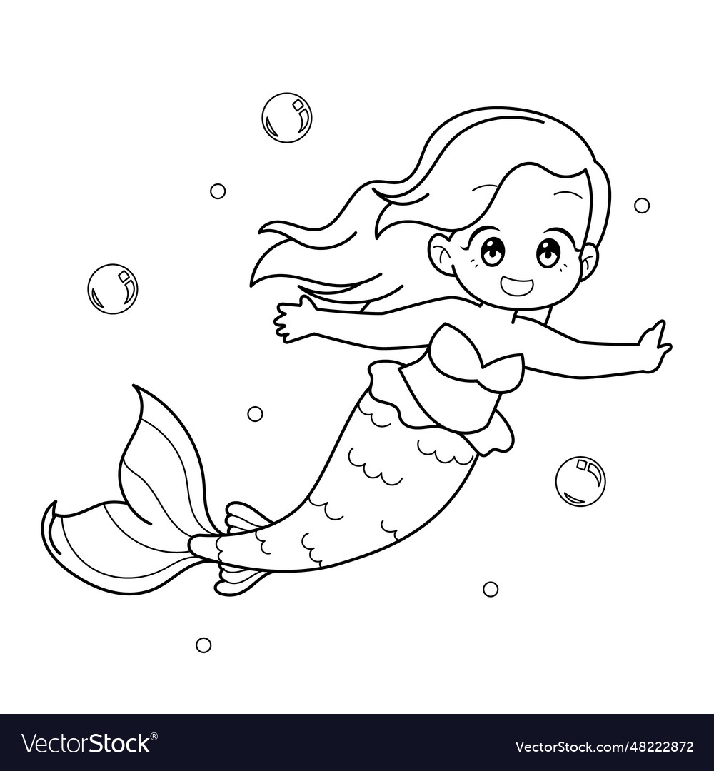 Hand drawn mermaid outline Royalty Free Vector Image