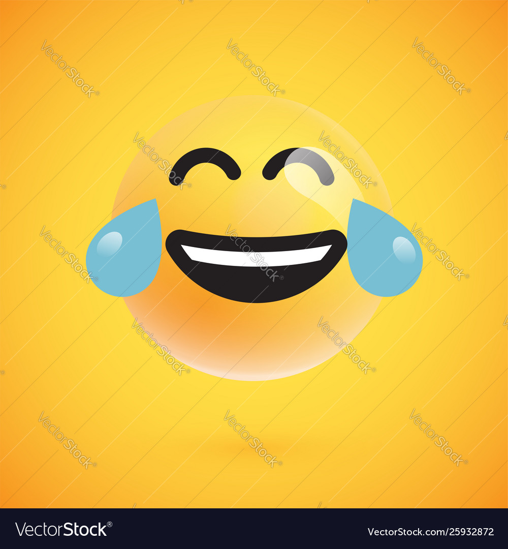 Realistic yellow emoticon in front Royalty Free Vector Image