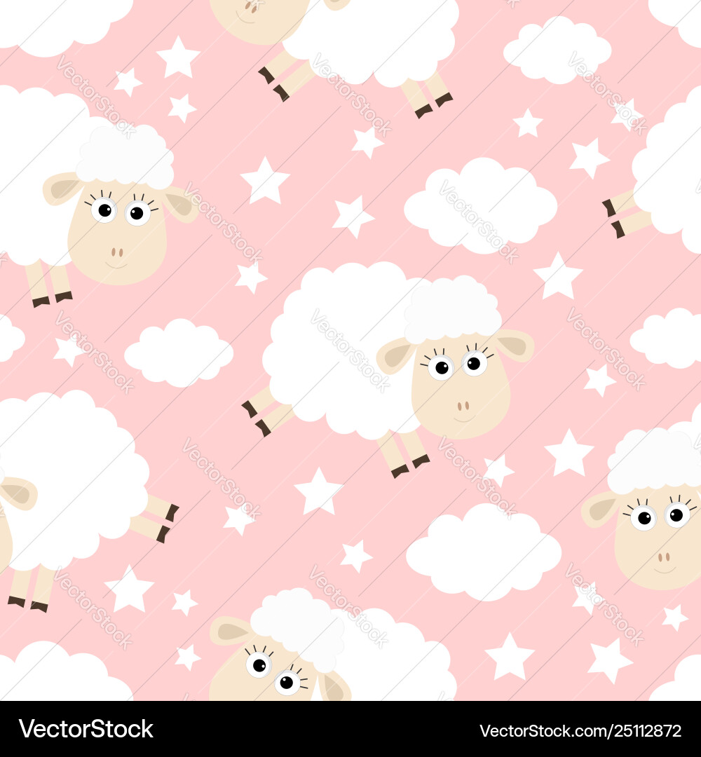 Seamless pattern sheep jumping cloud star Vector Image