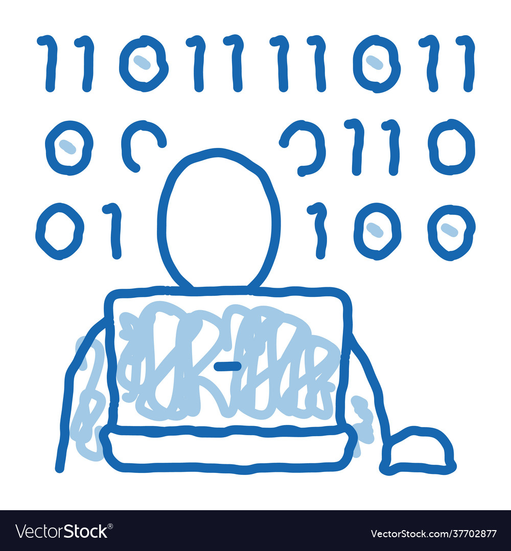 Binary code doodle icon hand drawn Royalty Free Vector Image