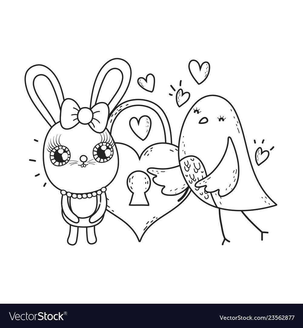 Cute rabbit girl valentines day