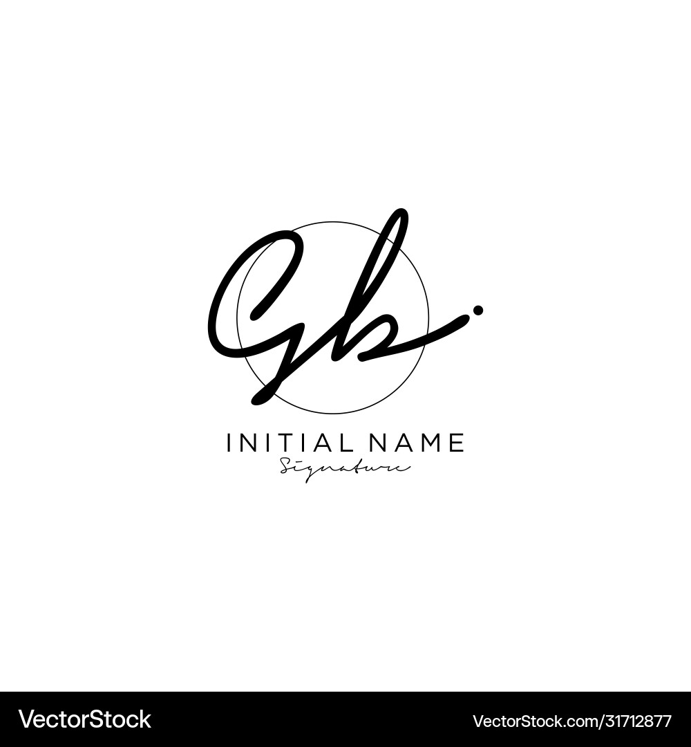Gb initial handwriting logo design Royalty Free Vector Image