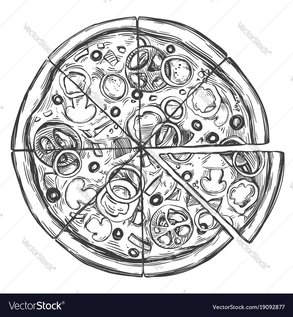 Italian pizza pizza design template hand drawn Vector Image