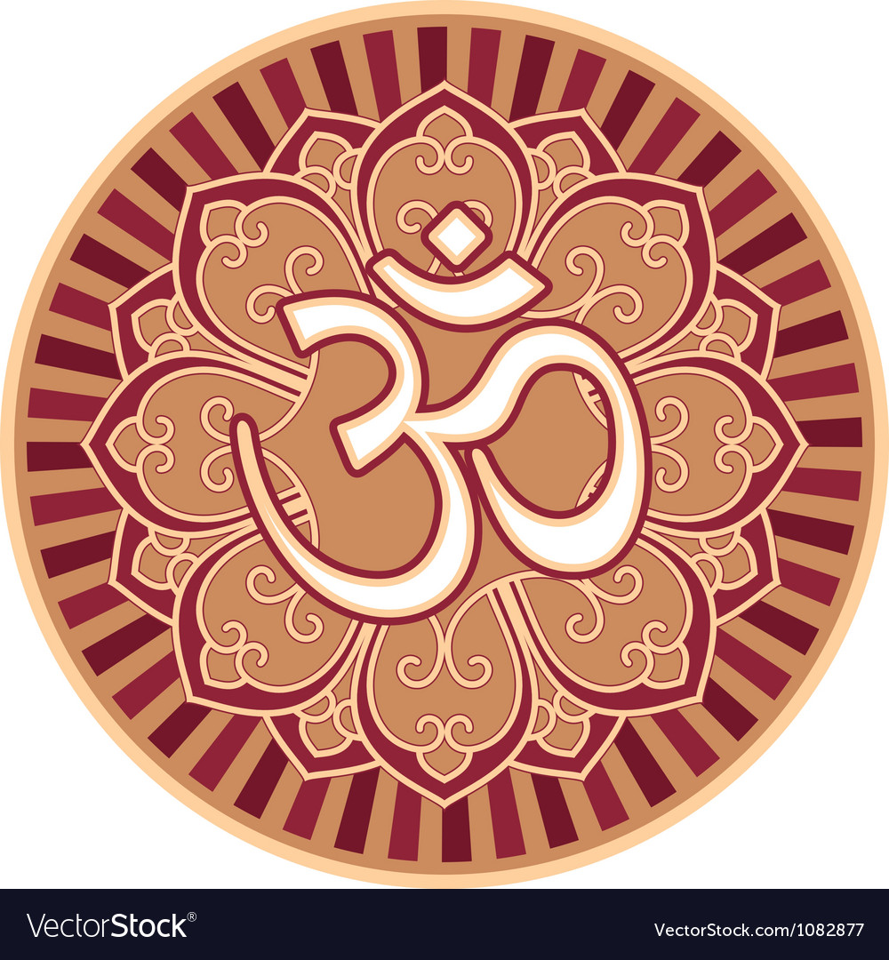 Om - aum symbol in flower rosette Royalty Free Vector Image