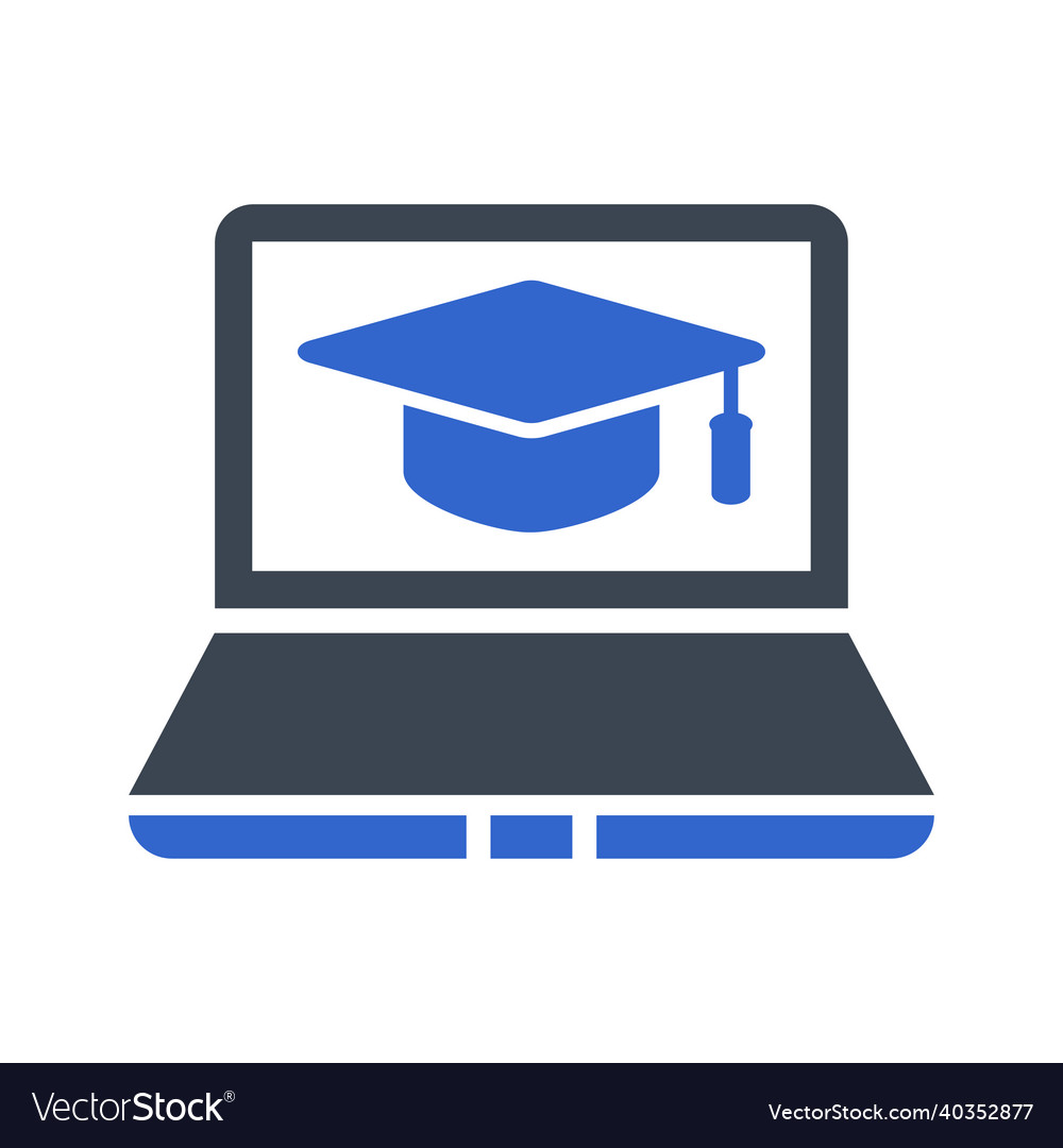 Online learning course icon Royalty Free Vector Image
