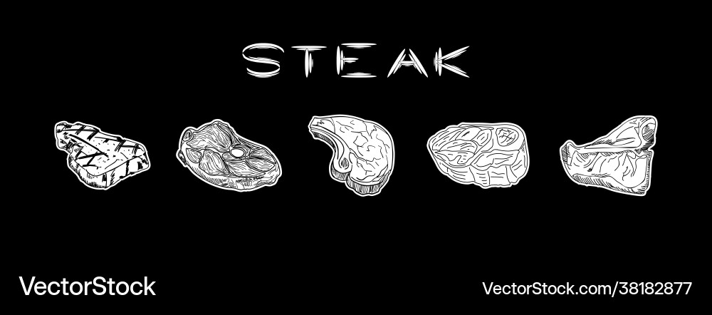 Set slices steaks Royalty Free Vector Image - VectorStock