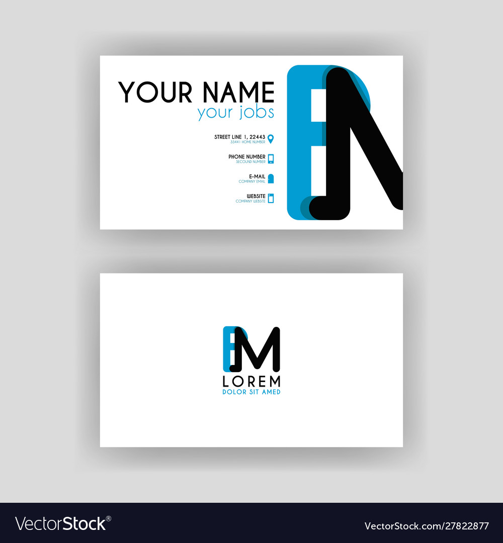 Simple business card with initial letter bm