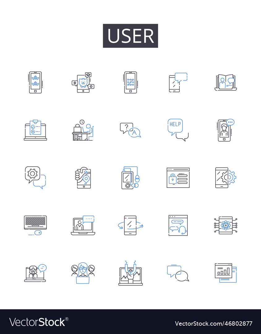 User line icons collection consumer client Vector Image