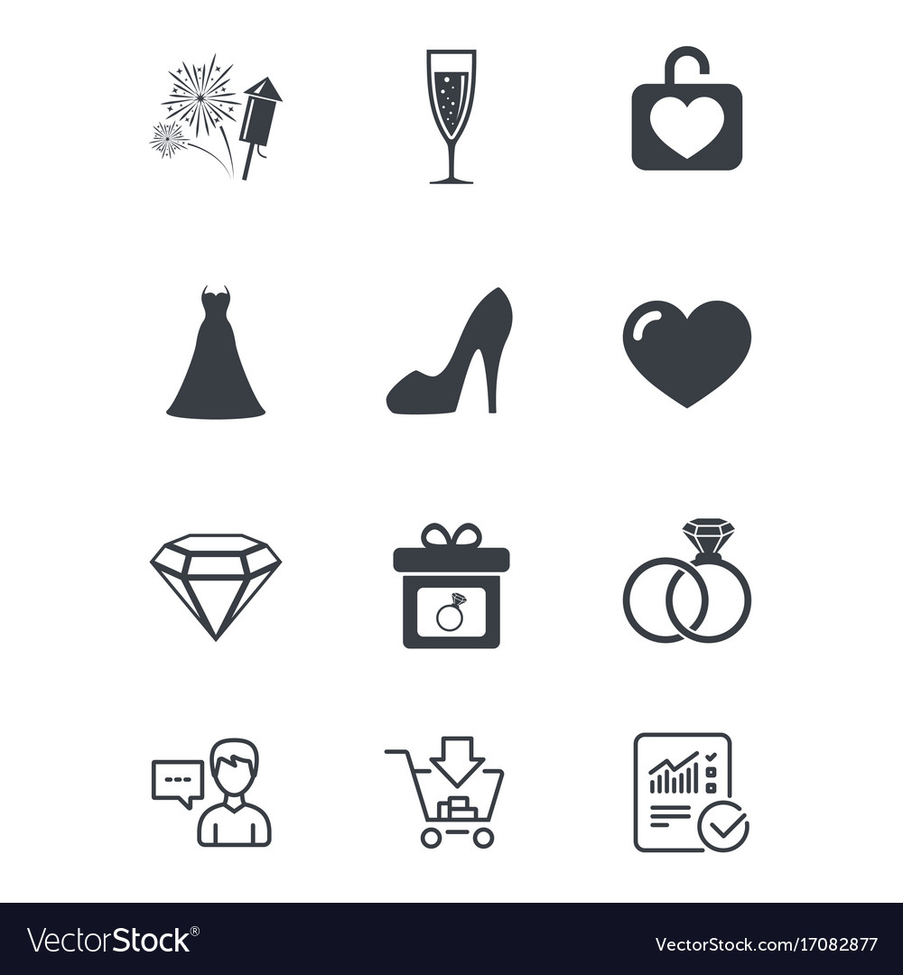 Wedding engagement icons locker with heart