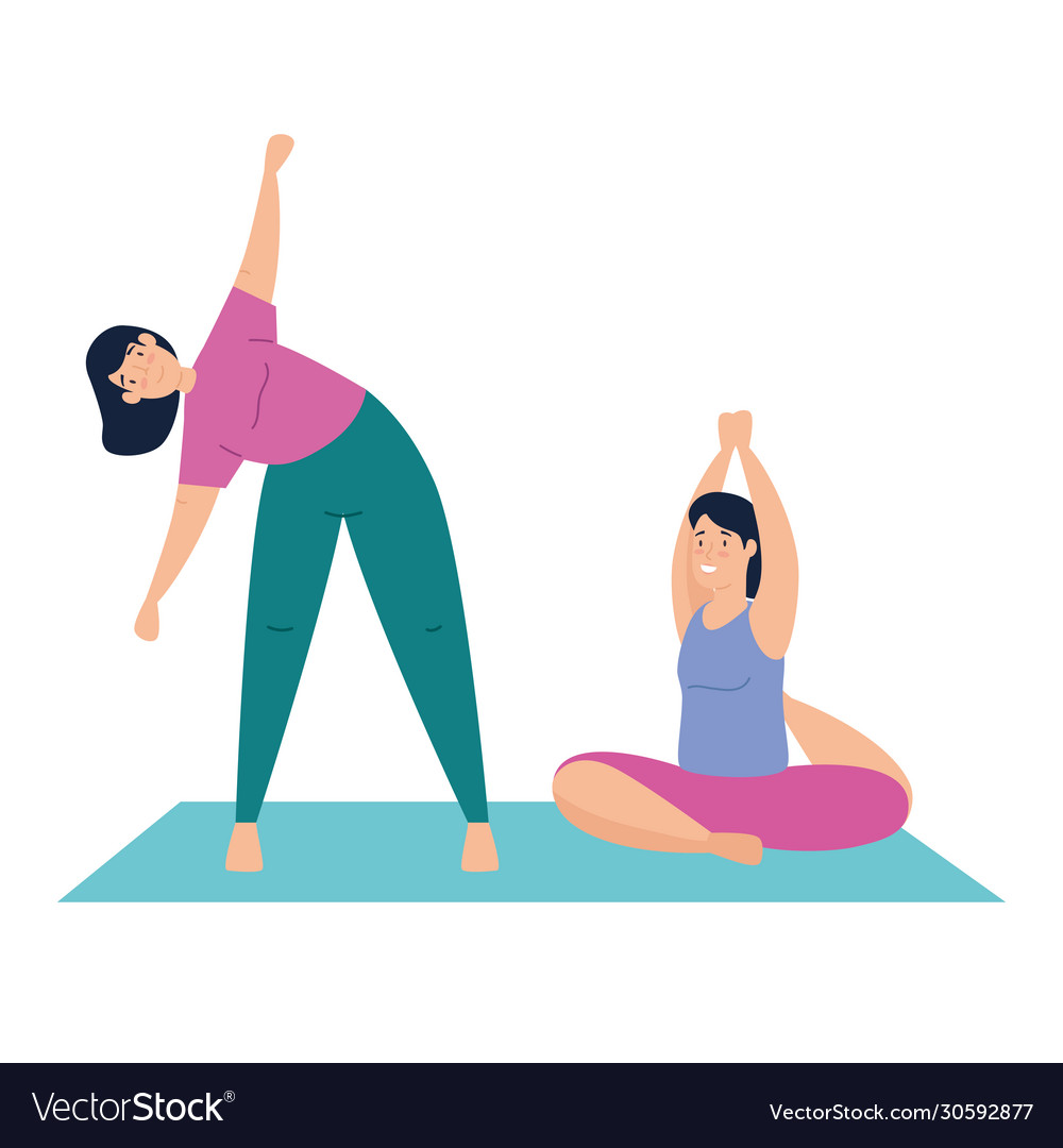 Women practicing exercise isolated icon Royalty Free Vector