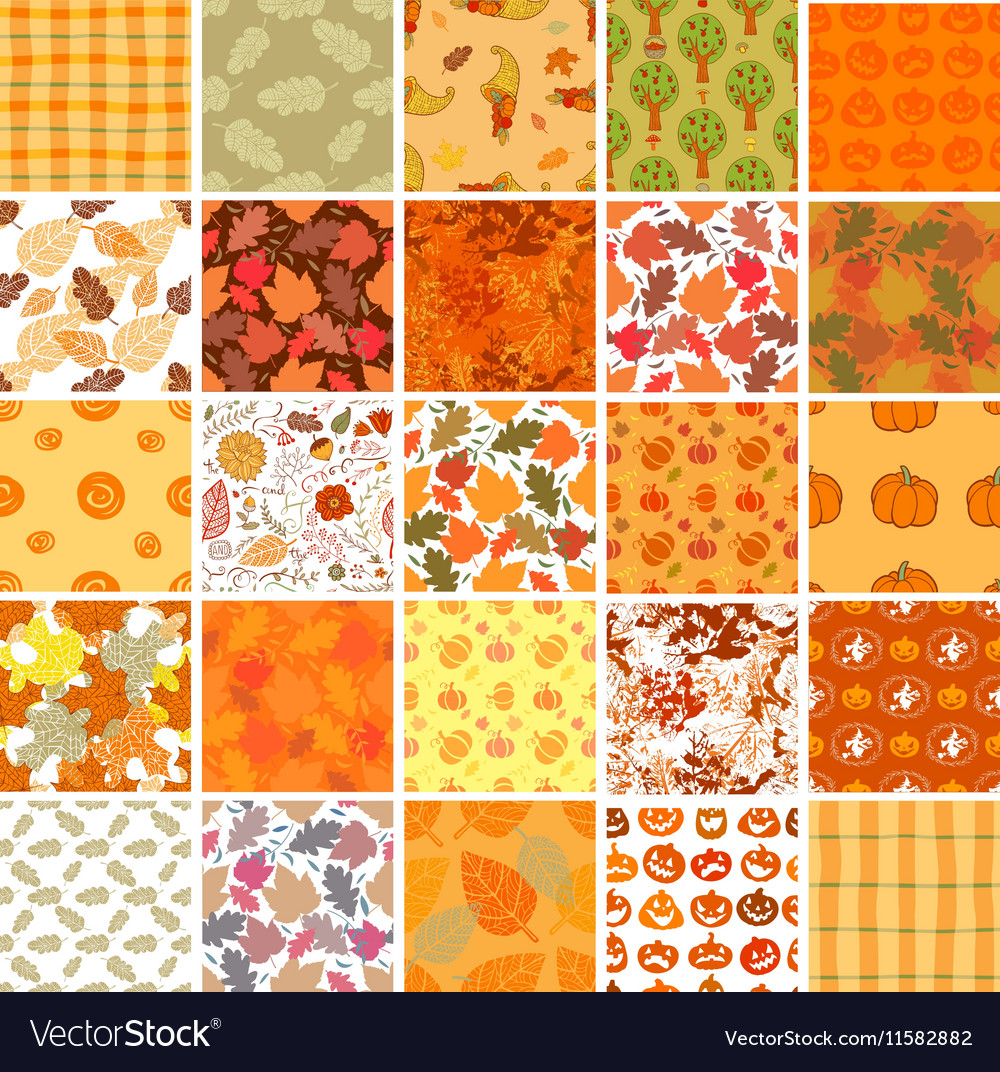 Bundle seamless autumn backgrounds Royalty Free Vector Image