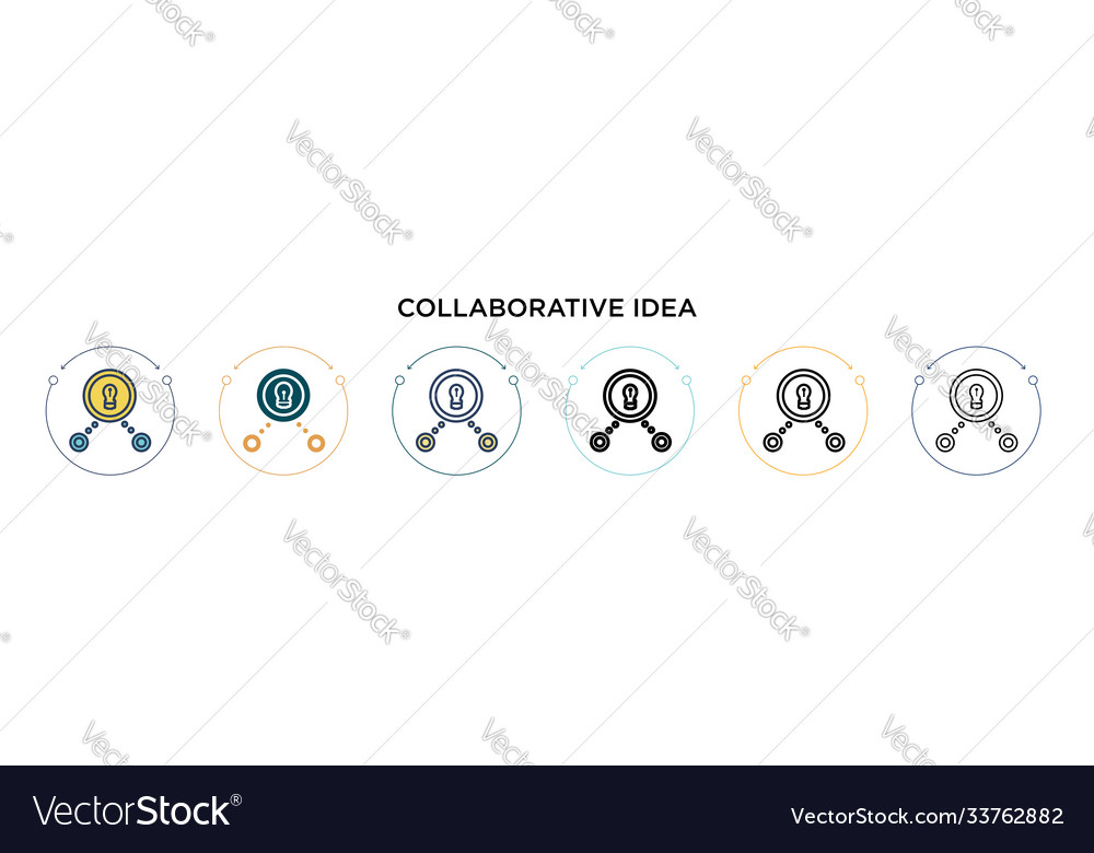 Collaborative idea icon in filled thin line