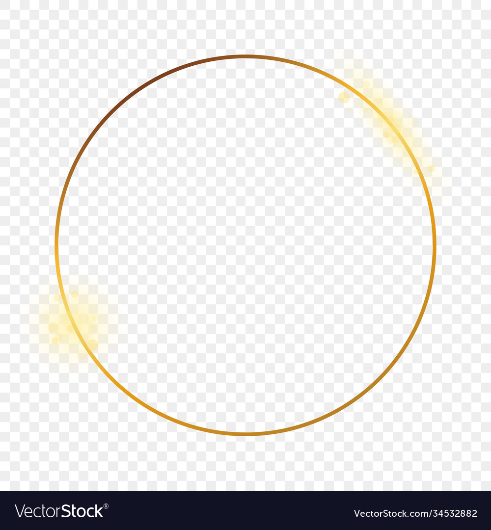 Gold glowing circle frame Royalty Free Vector Image