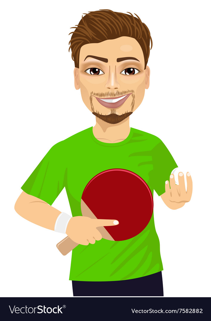 Man holding table tennis racket and ball Vector Image
