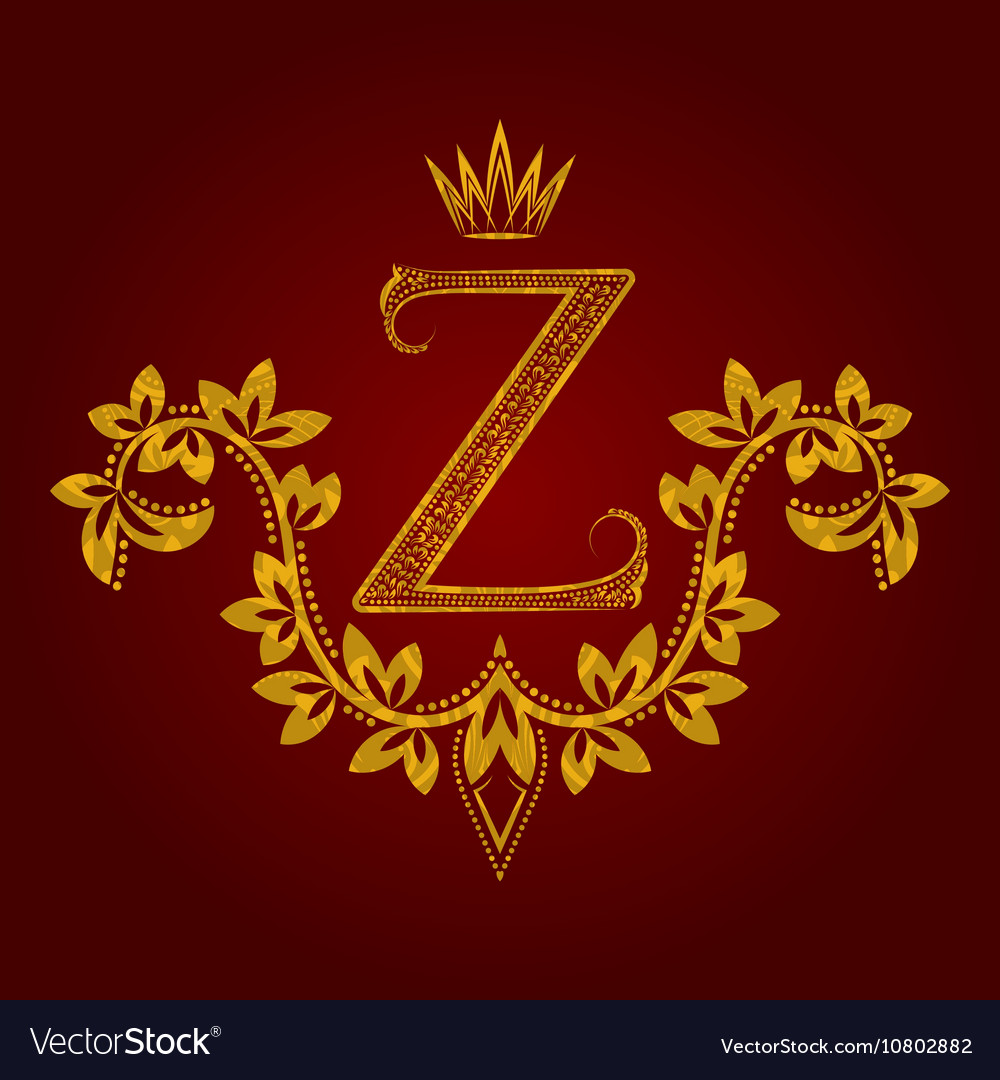 Download Patterned golden letter z monogram in vintage Vector Image