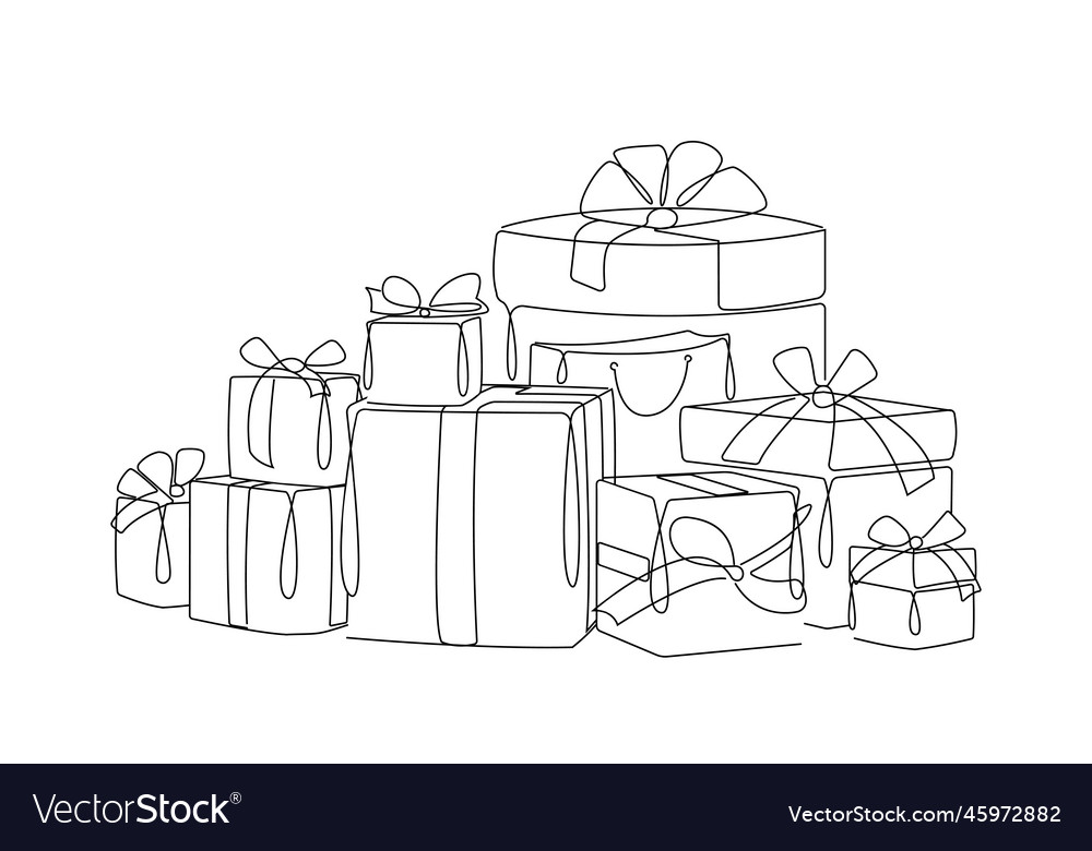 Presents line set Royalty Free Vector Image - VectorStock