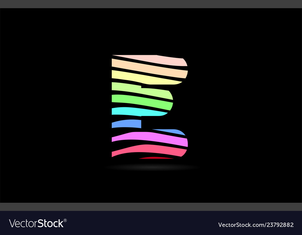 Rainbow e alphabet letter stripes logo icon design