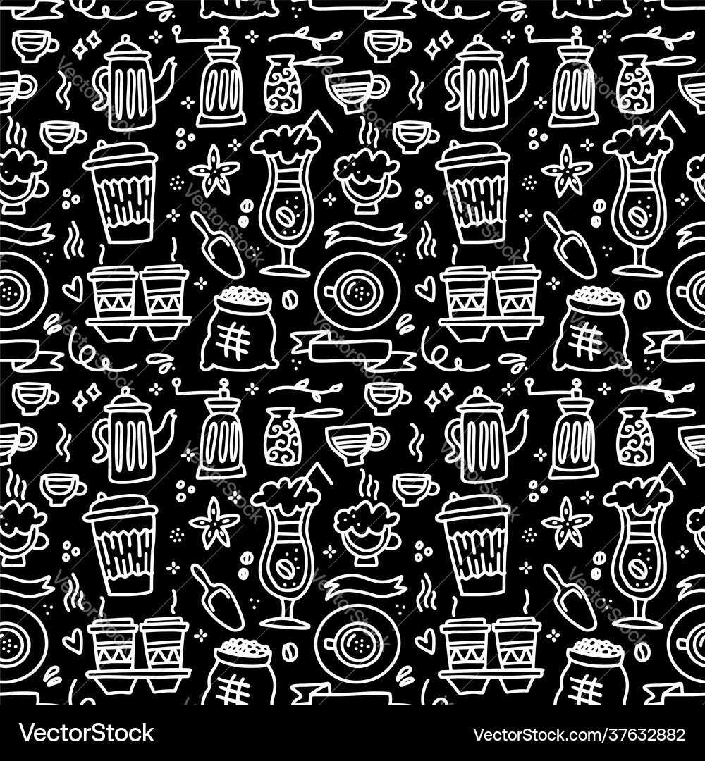 Seamless patterns with coffee set - cup Royalty Free Vector