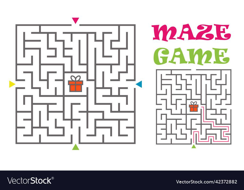 Square maze labyrinth game for kids logic Vector Image