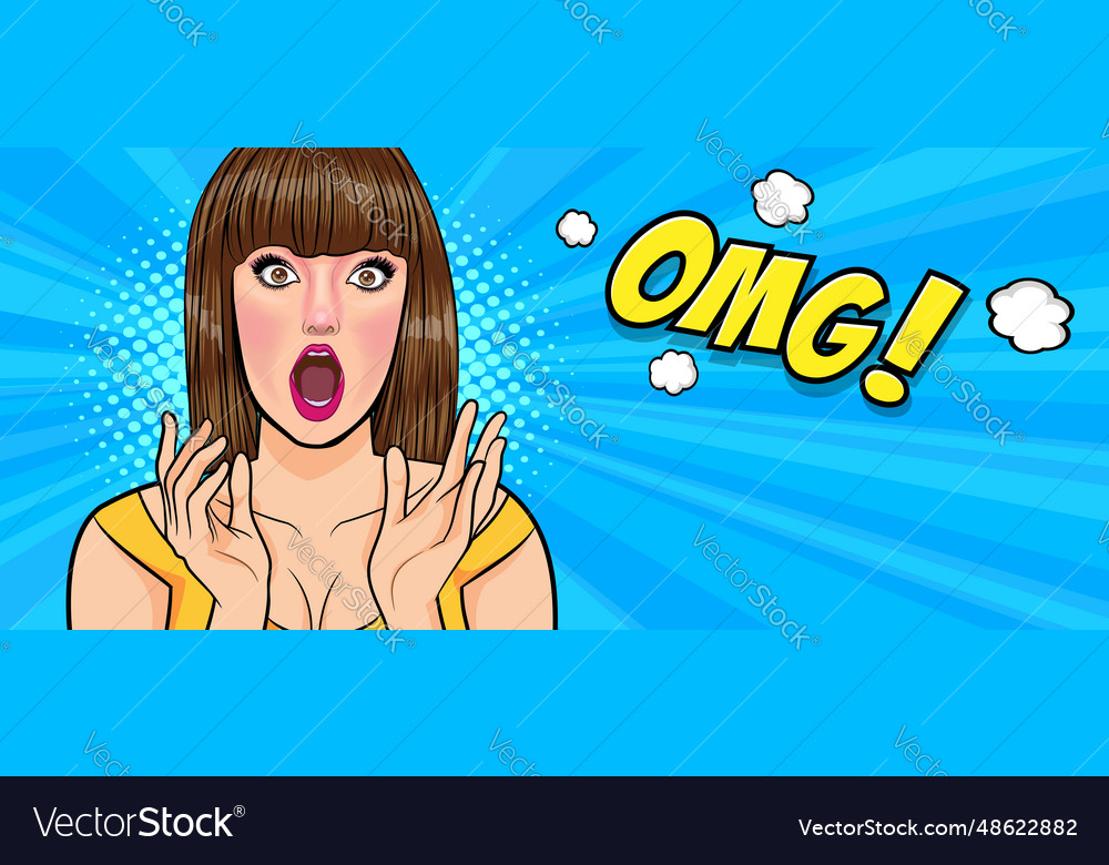 Surprise woman omg looking wow 134 Royalty Free Vector Image