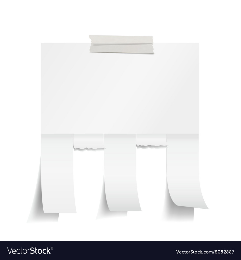 Blank white paper with cut slips