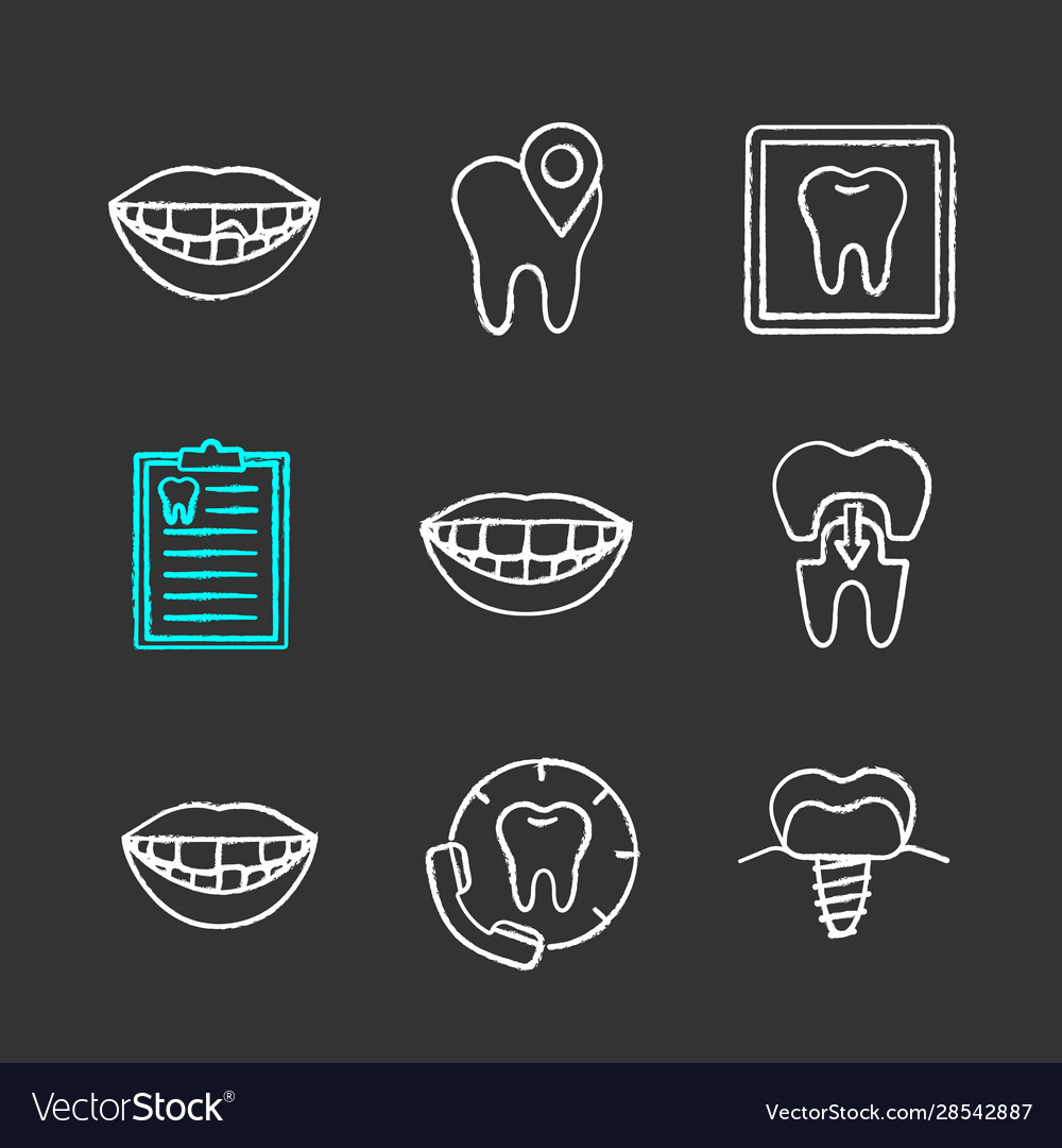 Dentistry chalk icons set