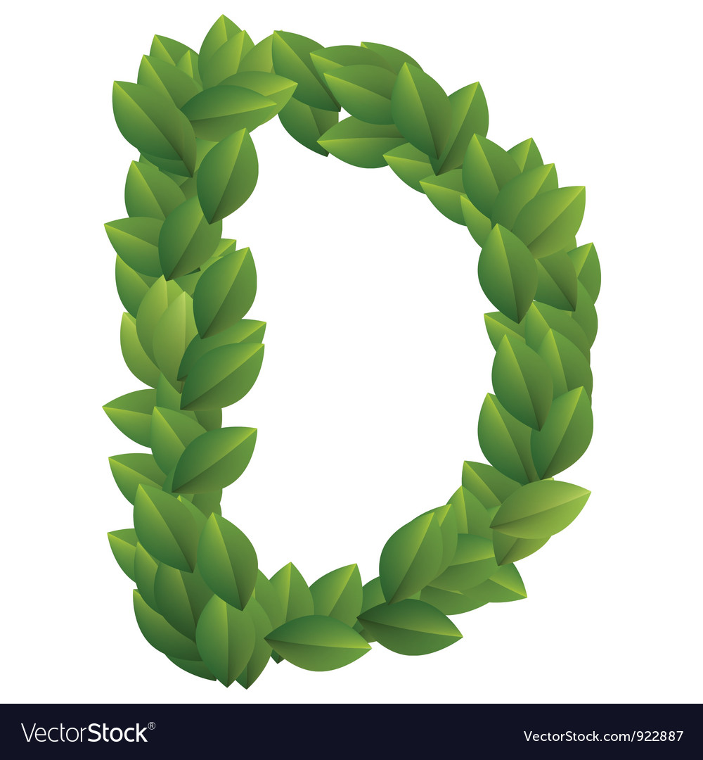 Letter D Of Green Leaves Alphabet Royalty Free Vector Image