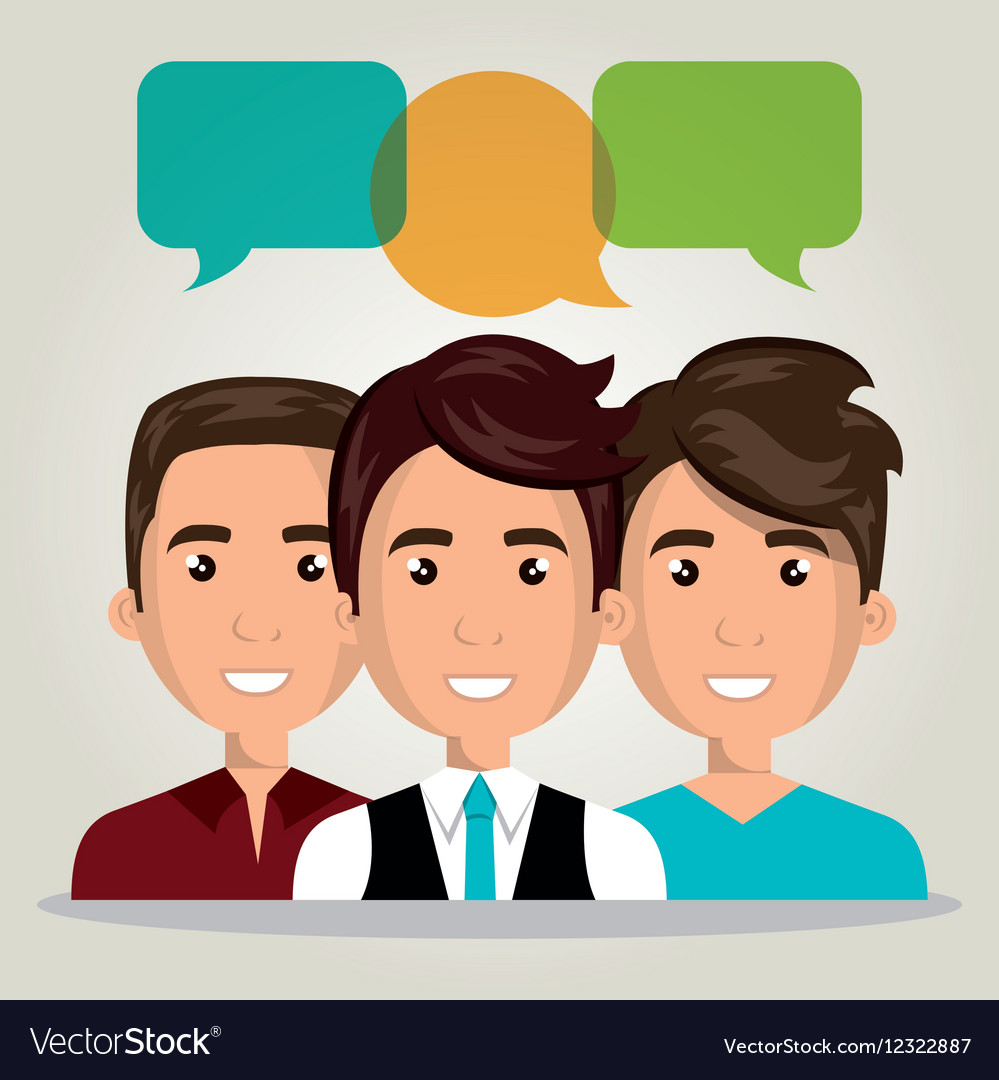 Men group chat talk dialogue isolated Royalty Free Vector