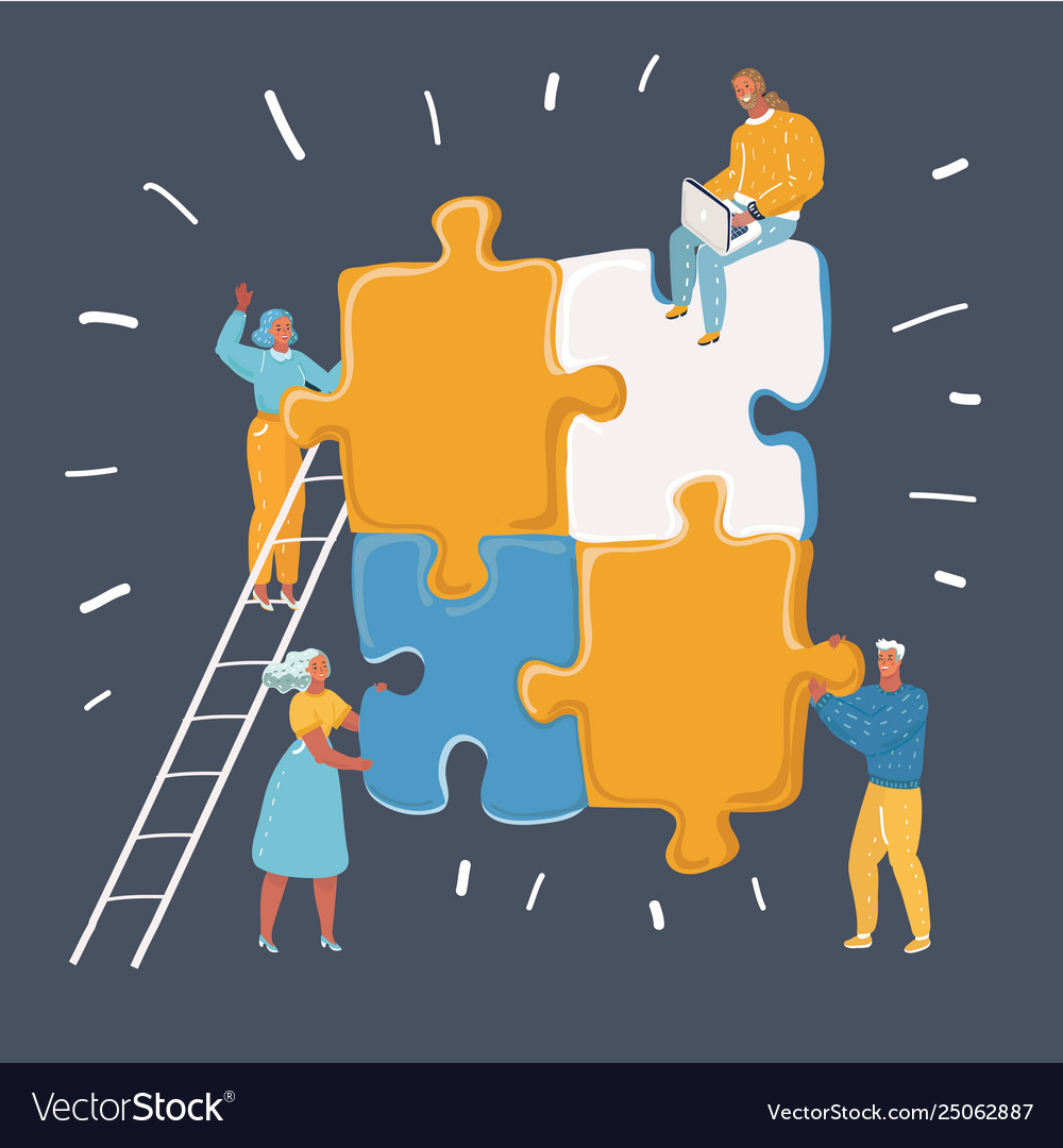 Teamwork in process creating new project Vector Image