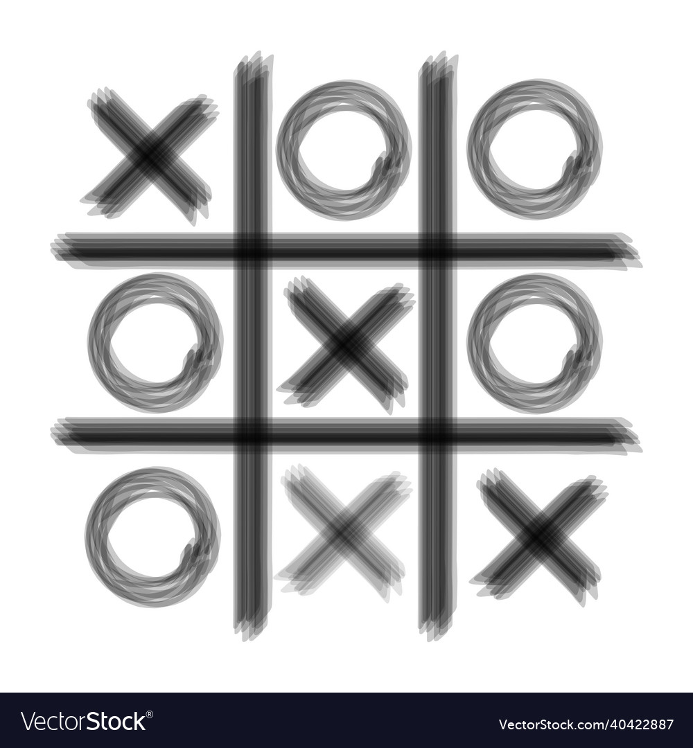 Hand Drawn Tic-tac-toe Elements. Grid Game, Cross, Toe. Strategy