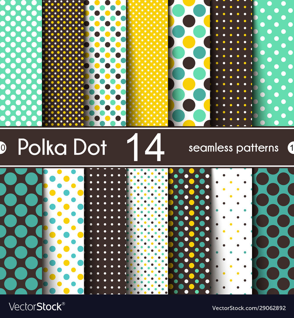 14 different round shape seamless patterns polka vector image 14 different round shape seamless patterns polka