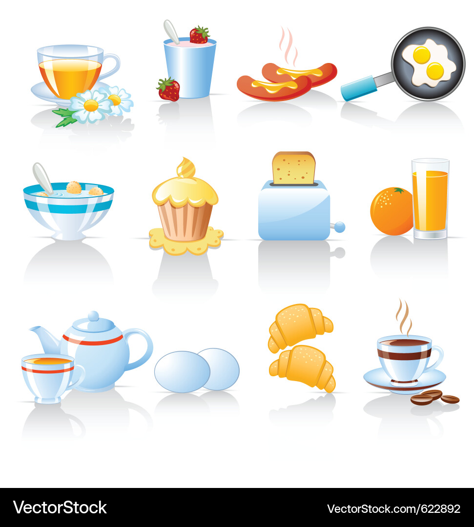 Breakfast icons Royalty Free Vector Image - VectorStock