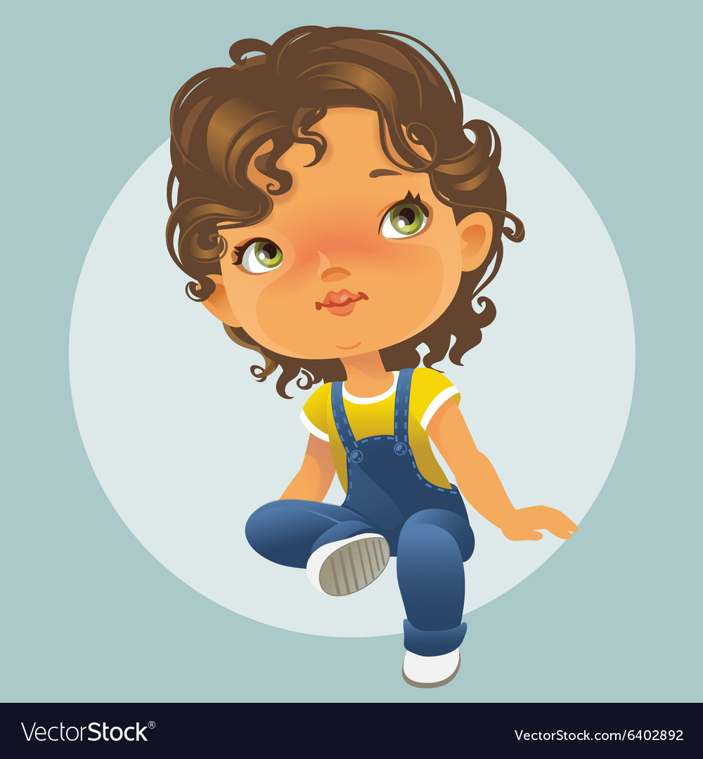 Cute Little Girl Looking Up Royalty Free Vector Image