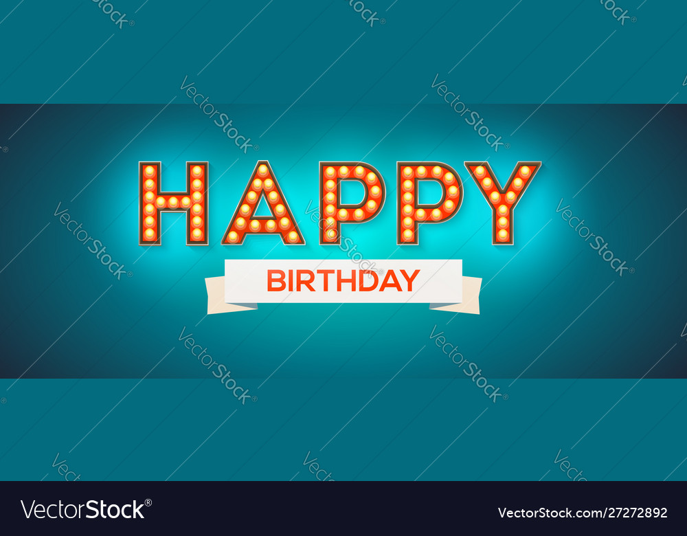 Happy birthday festive card design retro fonts Vector Image