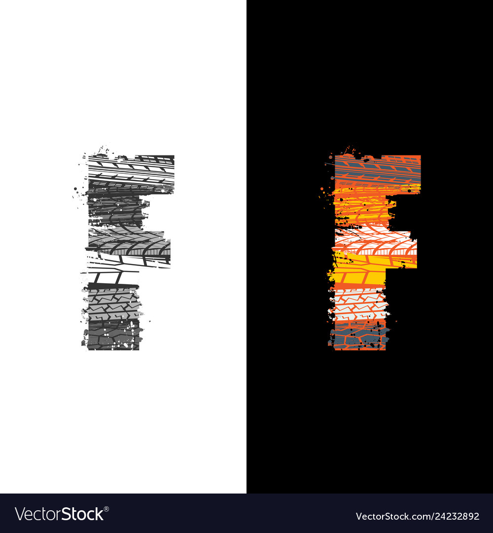 Tire Track Letter F Royalty Free Vector Image Vectorstock