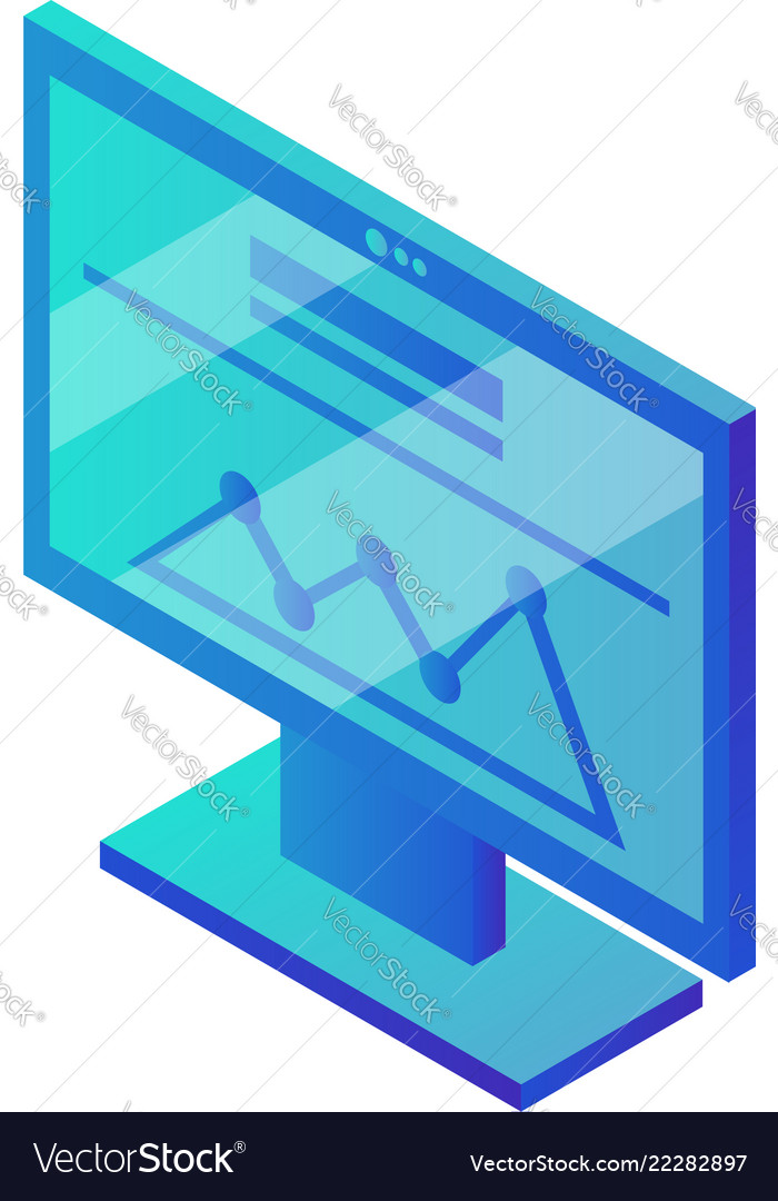Computer monitor graph icon isometric style Vector Image