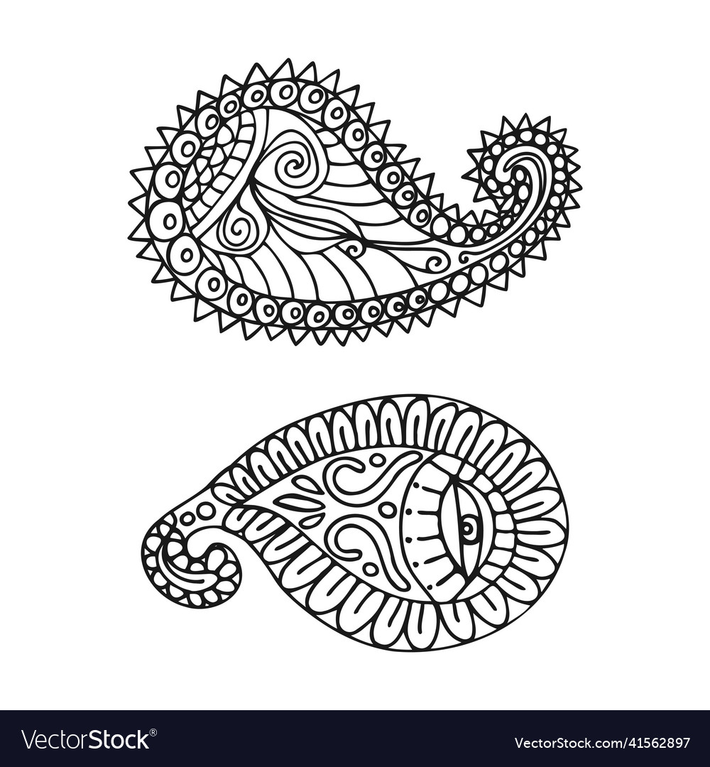 Hand drawn paisley pattern elements