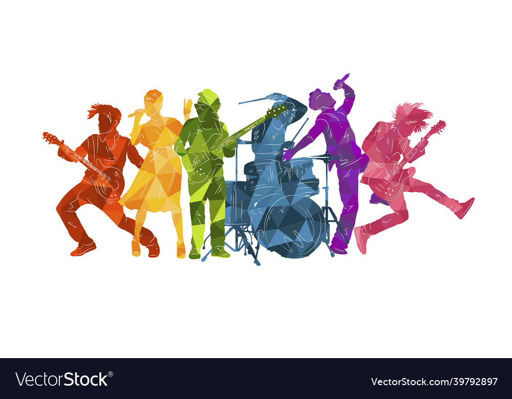 Silhouettes of musicians group of people vector image Silhouettes of musicians group of people