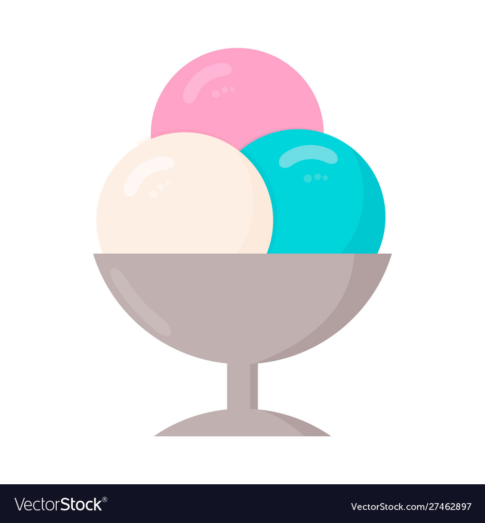 Three balls ice cream in a cup isolated Royalty Free Vector