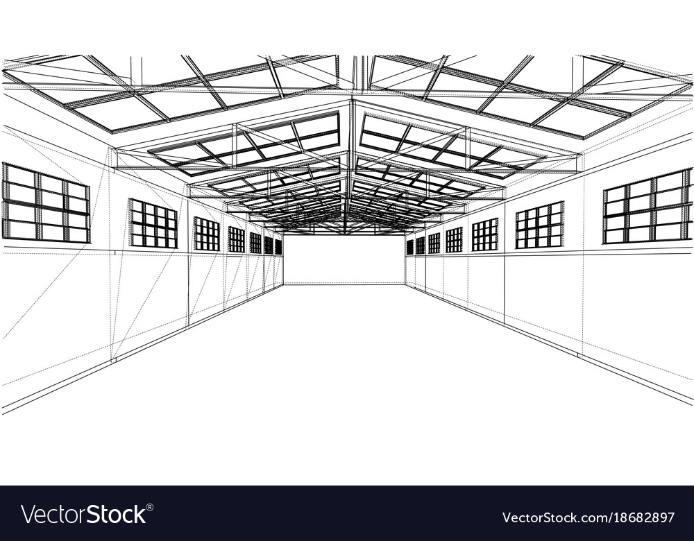 Warehouse sketch rendering of 3d Royalty Free Vector Image