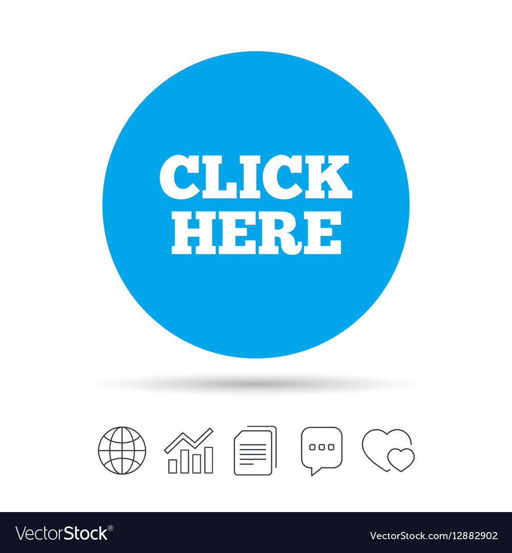 Click here button Royalty Free Vector Image - VectorStock